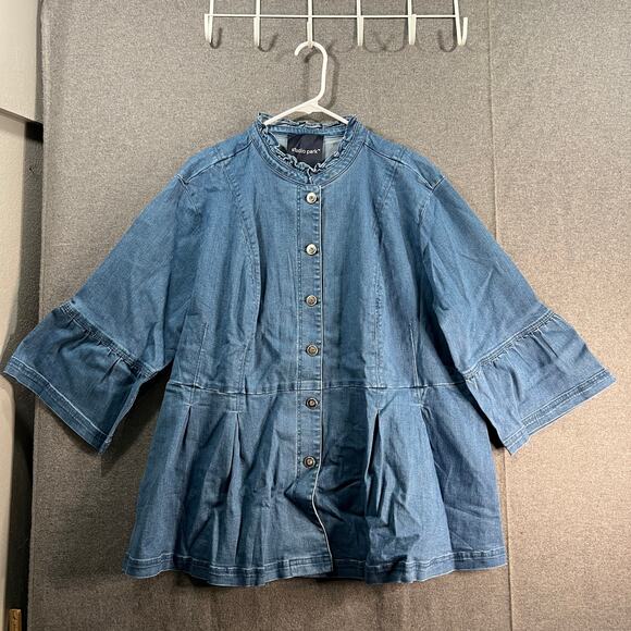 Studio Park x Jane Women Size 2X Treacy Denim Jacket Medium Wash - Picture 1 of 10
